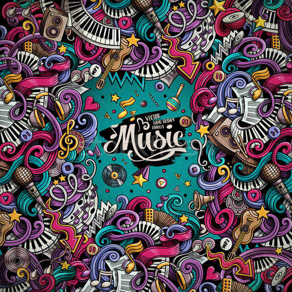 Karikatür karalamalar müzikal örnek 3D renkli Stok fotoğraf © balabolka