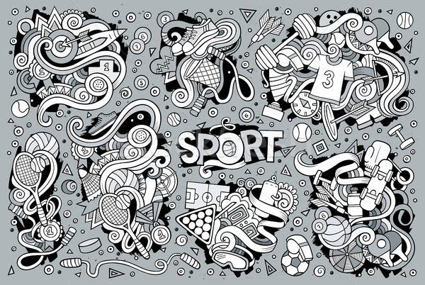 Doodle cartoon set of Sport designs Stock photo © balabolka