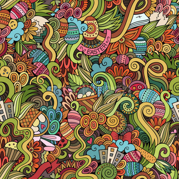 Easter doodles vector seamless pattern Stock photo © balabolka