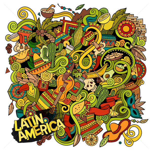 Cartoon hand-drawn doodles Latin American illustration Stock photo © balabolka