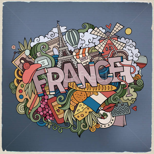 France country hand lettering and doodles elements Stock photo © balabolka