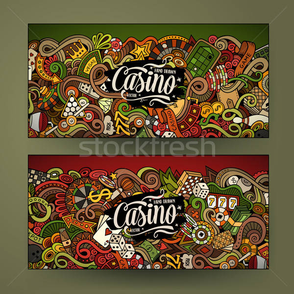 Cartoon line art vector doodles casino banners Stock photo © balabolka