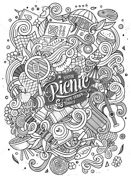 Cartoon vector picknick doodle frame cute Stockfoto © balabolka