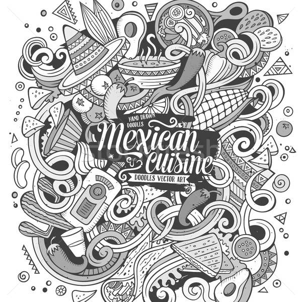 Cartoon cute doodles Mexican food illustration Stock photo © balabolka