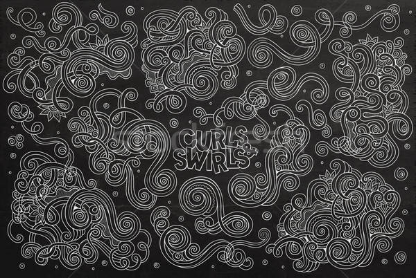 Chalkboard Vector hand drawn Doodle cartoon set of curls and swirls  Stock photo © balabolka