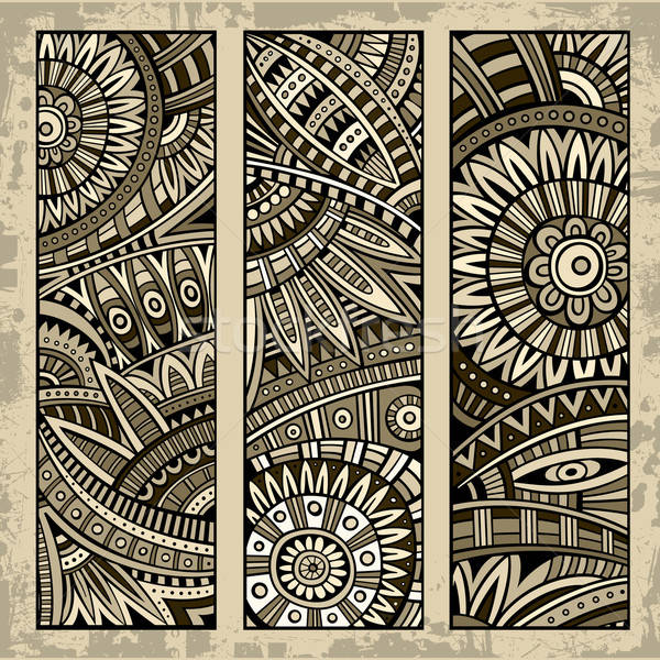 Abstract ethnic pattern card set Stock photo © balabolka