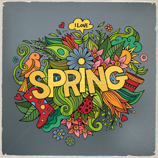 Stock photo: Spring hand lettering and doodles elements