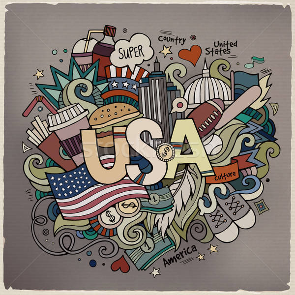 USA hand lettering and doodles elements background Stock photo © balabolka