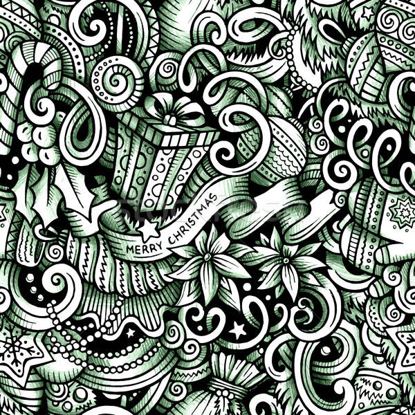Cartoon doodles New Year season trace seamless pattern Stock photo © balabolka