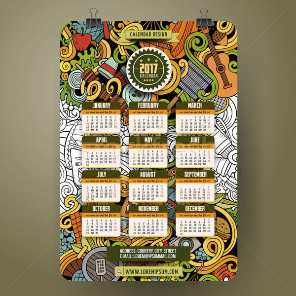 Cartoon doodles Picnic 2017 calendar Stock photo © balabolka