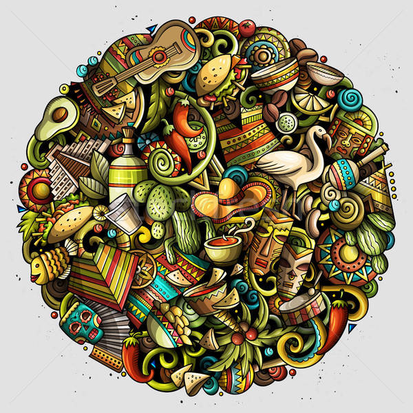 Karikatur Vektor Kritzeleien Lateinamerika Illustration farbenreich Stock foto © balabolka