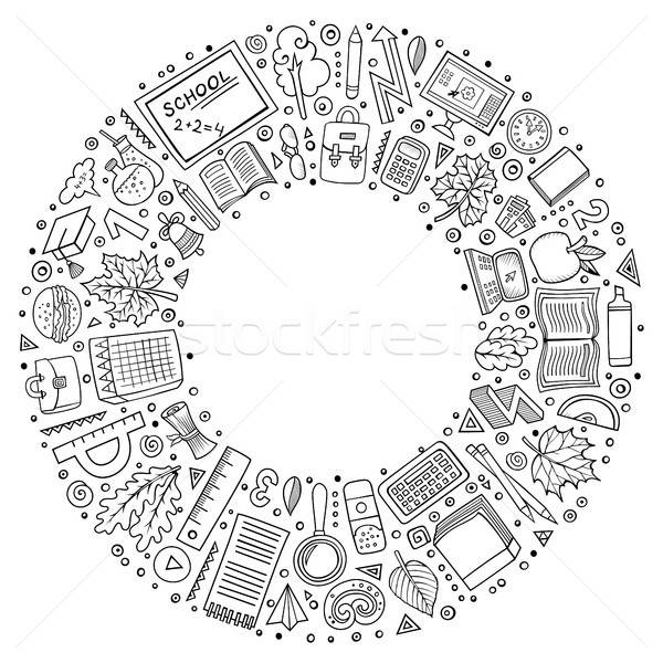 Ingesteld school cartoon doodle objecten symbolen Stockfoto © balabolka