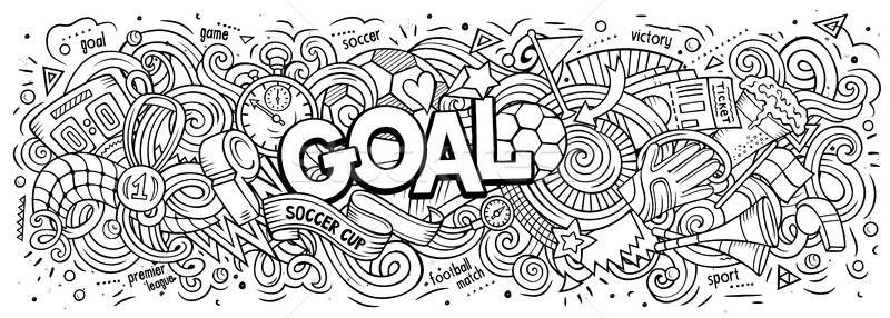 Cartoon cute doodles Goal word Stock photo © balabolka