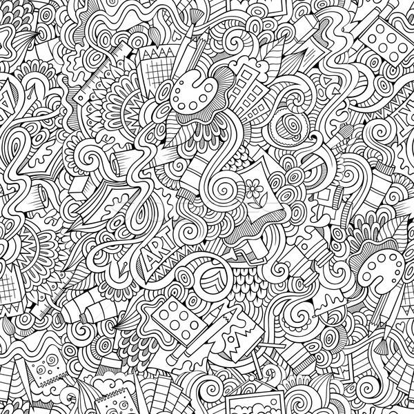 Stock photo: Cartoon vector art and craft seamless pattern
