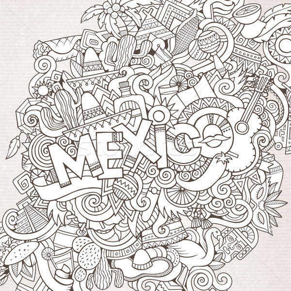 Stock photo: Mexico hand lettering and doodles elements background