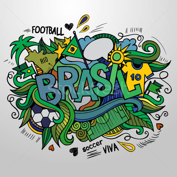 Brasil verano garabatos elementos 2014 vector Foto stock © balabolka