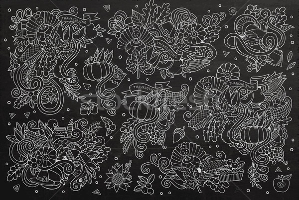 Chalkboard vector hand drawn Doodle cartoon set of objects Stock photo © balabolka