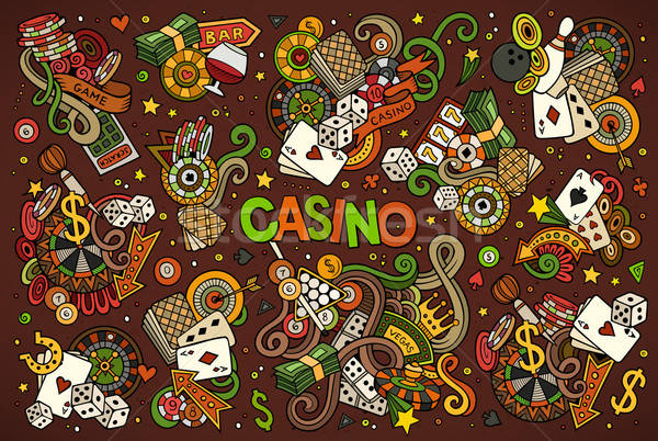 Colorful vector hand drawn doodles cartoon set of Casino objects Stock photo © balabolka