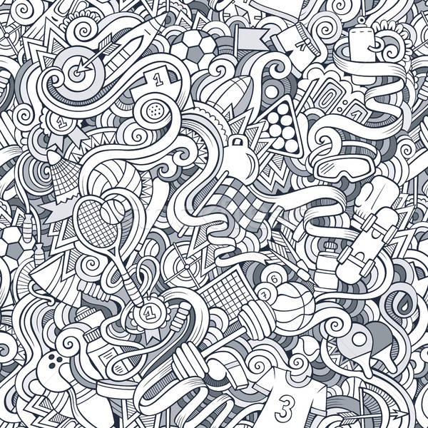 Cartoon cute doodles hand drawn Sport seamless pattern Stock photo © balabolka