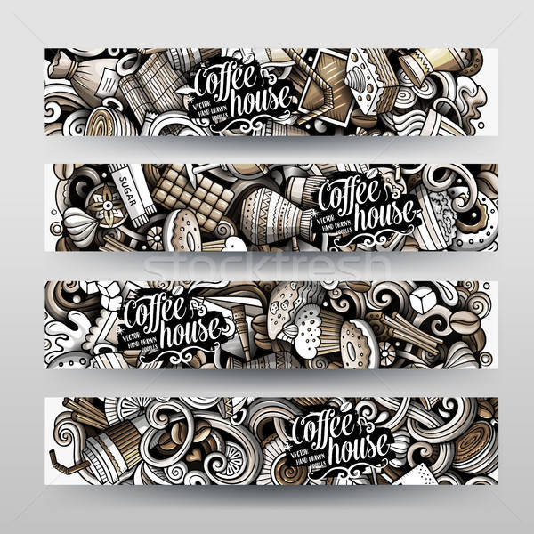 Cartoon graphics toned vector hand drawn doodles Coffee banners Stock photo © balabolka