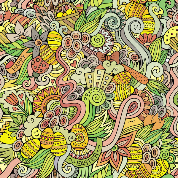 Easter doodles vector seamless pattern Stock photo © balabolka