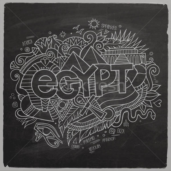 Stockfoto: Egypte · hand · communie · vector · schoolbord