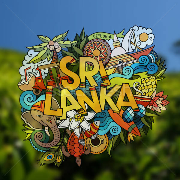 Sri Lanka kéz firkák elemek embléma vektor Stock fotó © balabolka