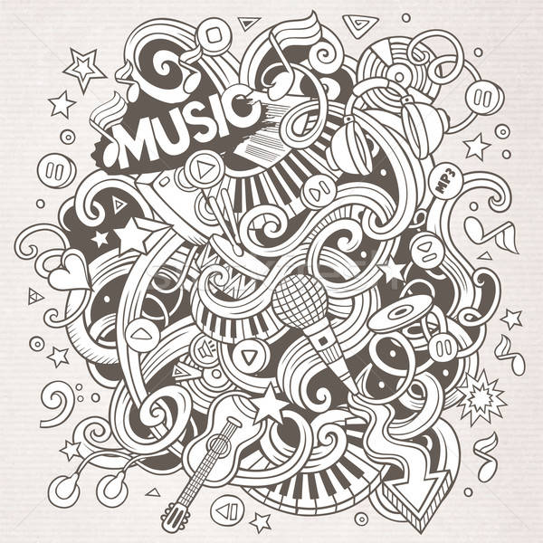 Stock photo: Cartoon hand-drawn doodles Musical illustration