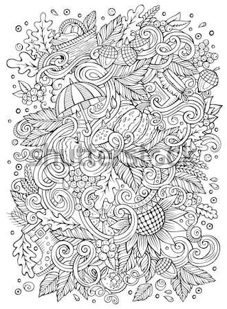 Stock photo: Cartoon hand-drawn doodles hippie illustration