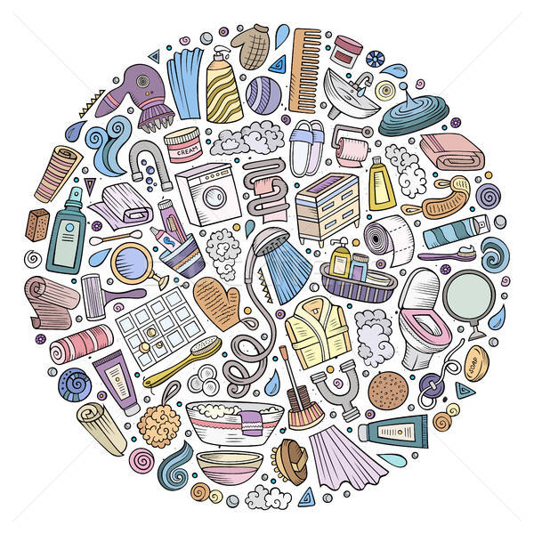 Vector hand drawn set of Bathroom cartoon doodle objects Stock photo © balabolka