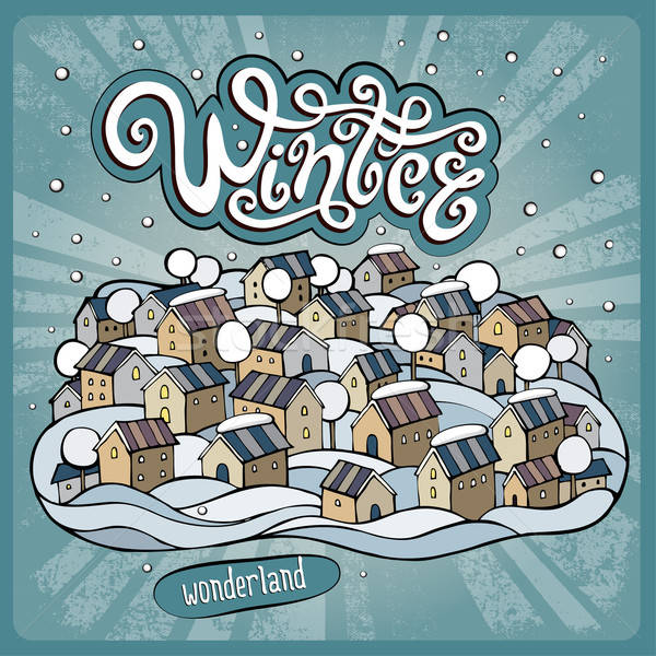 Vector cartoon winter fairytale town Stock photo © balabolka