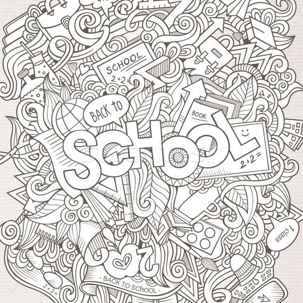 Foto stock: Desenho · animado · rabisco · educação · projeto · escolas