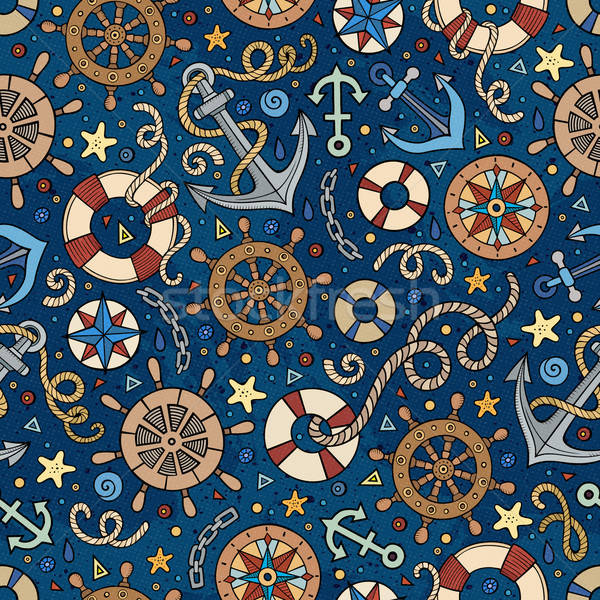 Cartoon nautical seamless pattern Stock photo © balabolka