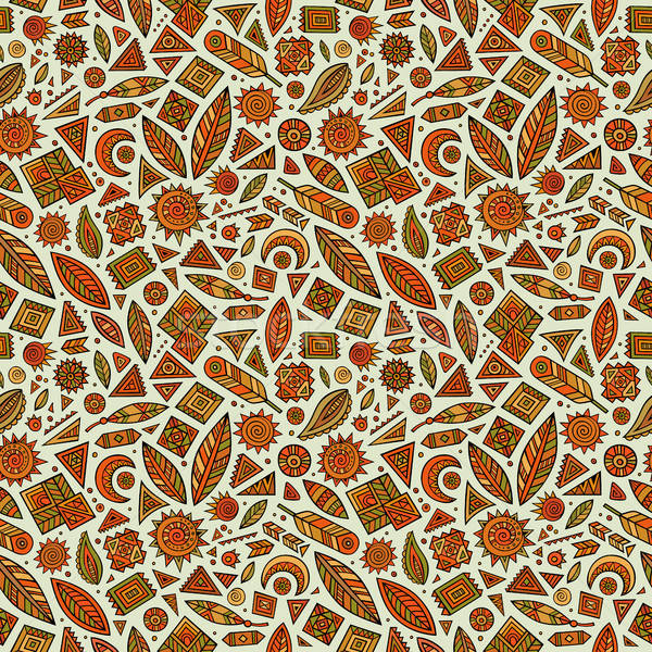 Vektor rajz végtelen minta törzsi elemek kézzel rajzolt Stock fotó © balabolka
