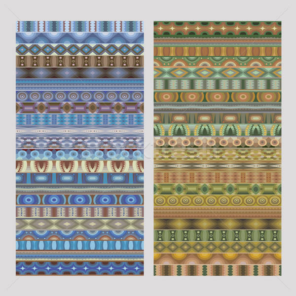 Abstract ethnic geometric vector strip patterns Stock photo © balabolka