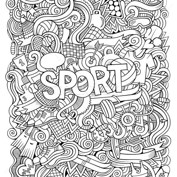 Sport hand lettering and doodles elements background. Stock photo © balabolka