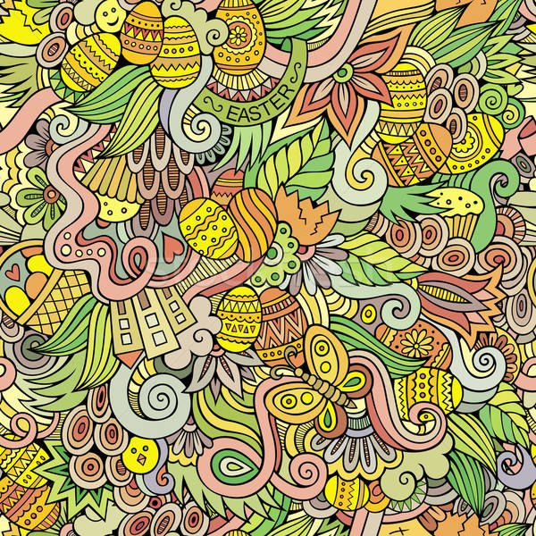 Easter doodles vector seamless pattern Stock photo © balabolka