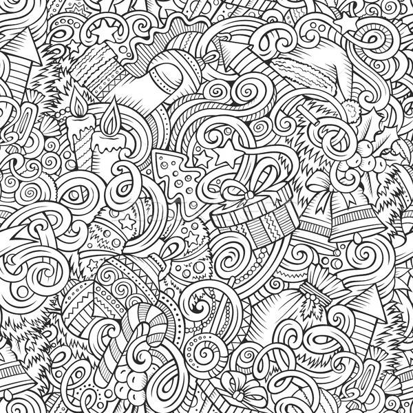 Cartoon cute doodles New Year seamless pattern Stock photo © balabolka