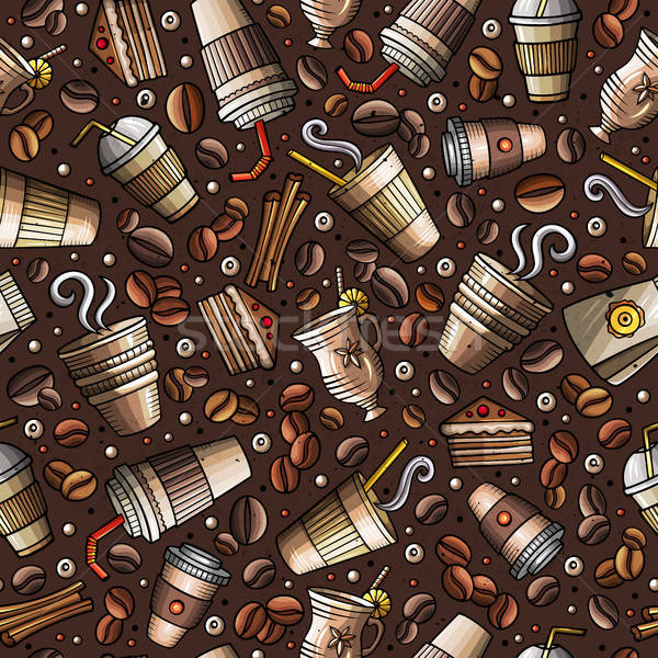 Cartoon coffee shop seamless pattern Stock photo © balabolka