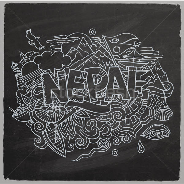 Nepal país mano garabatos elementos símbolos Foto stock © balabolka