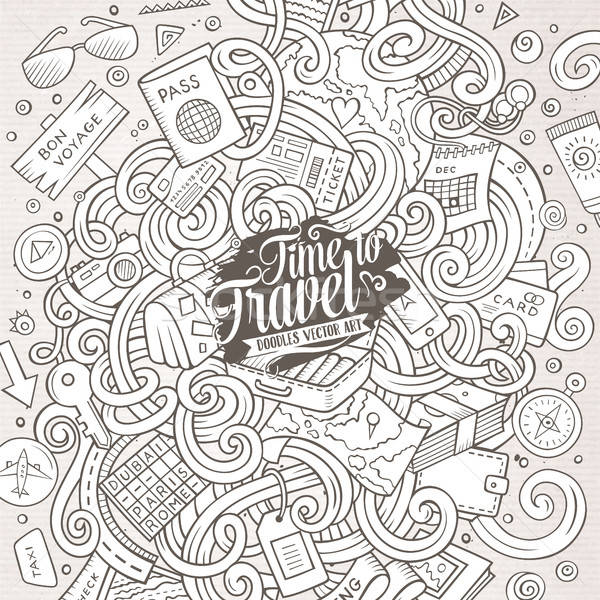 Rajz aranyos firkák utazó illusztráció kézzel rajzolt Stock fotó © balabolka