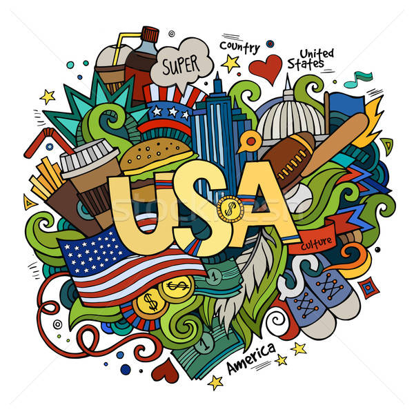 USA hand lettering and doodles elements background Stock photo © balabolka
