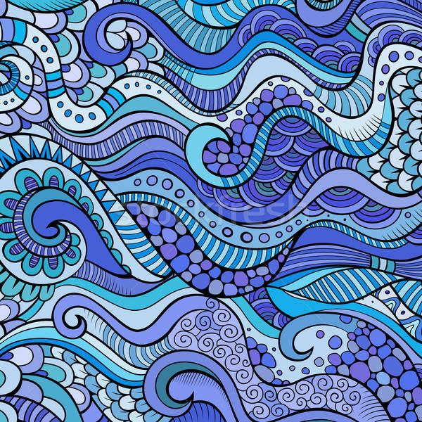 Decorative marine sealife ornamental ethnic vector background Stock photo © balabolka