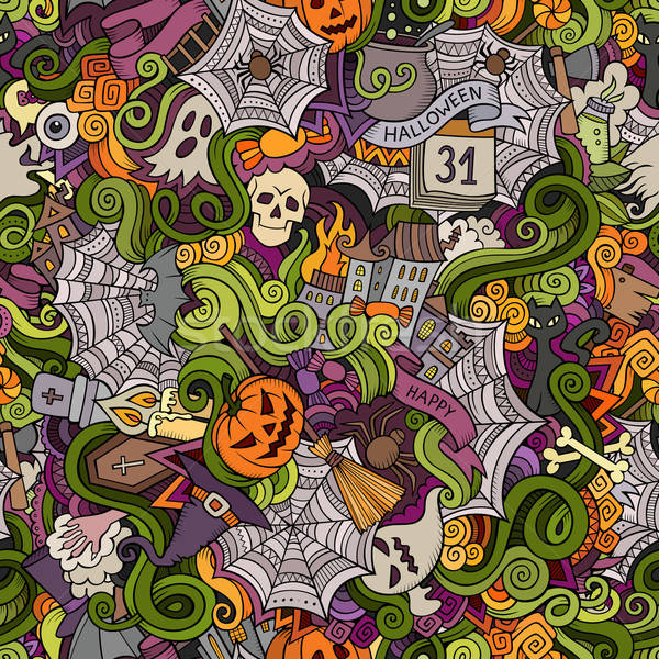 Cartoon vector hand-drawn Doodles on the subject of Halloween Stock photo © balabolka