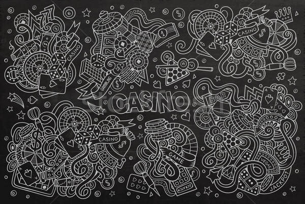 Sketchy vector hand drawn doodles cartoon set of Casino objects  Stock photo © balabolka