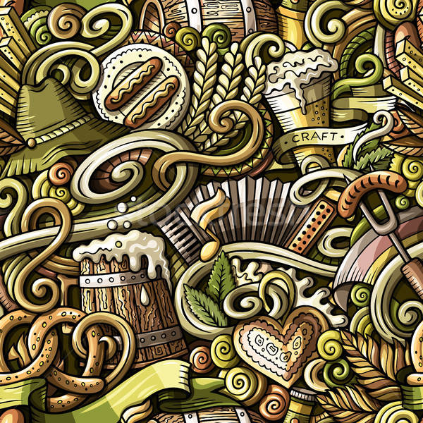 Cartoon cute doodles Octoberfest seamless pattern Stock photo © balabolka
