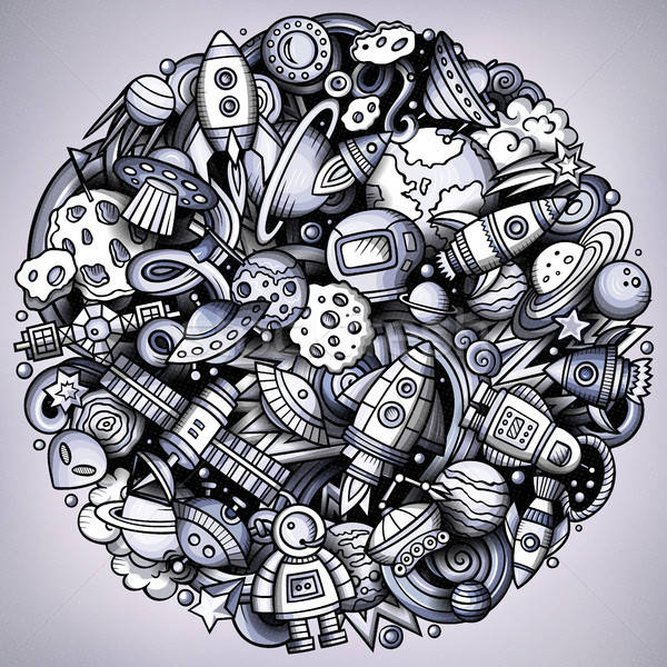 Cartoon wektora bazgroły przestrzeni ilustracja monochromatyczny Zdjęcia stock © balabolka