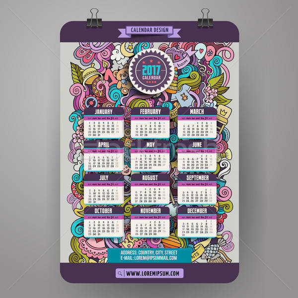 Cartoon doodles Baby boom 2017 year calendar template Stock photo © balabolka