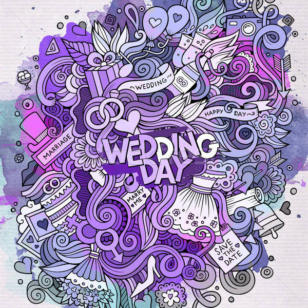Сток-фото: Cartoon · Cute · рисованной · свадьба · иллюстрация