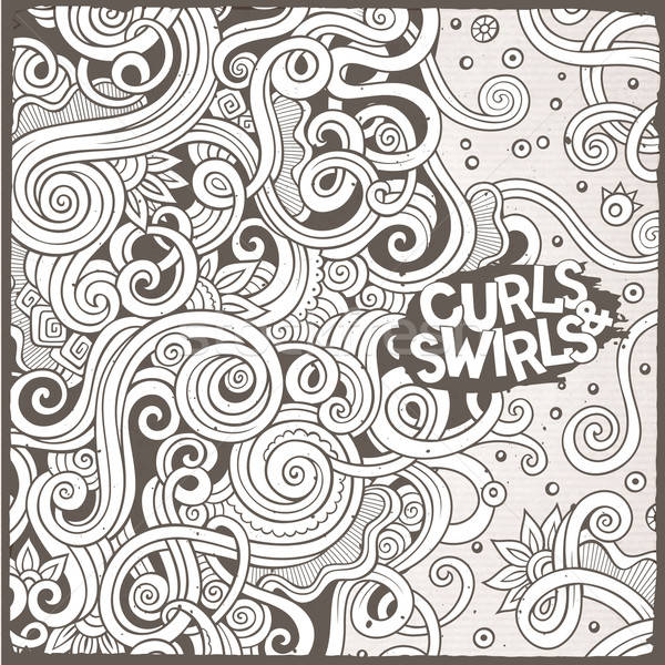 Cartoon cute doodles curls frame design Stock photo © balabolka